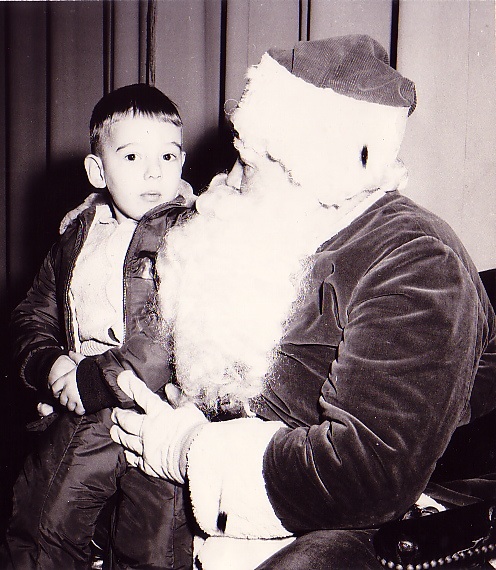 Tom with Santa, FLoyd Bennett Naval Air Base, Brooklyn NY, 1959