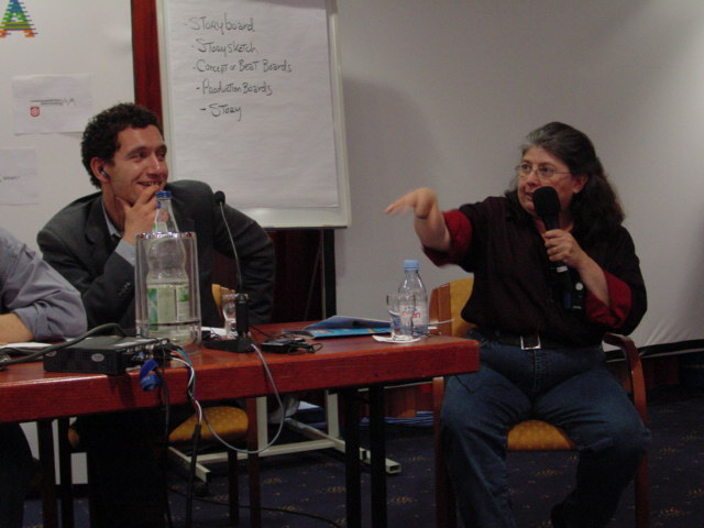 Pat lecturing, Erfurt, 2003